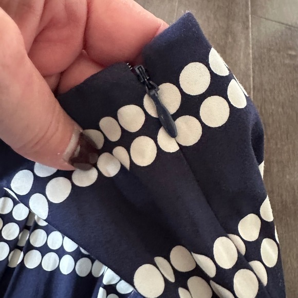 Talbots Midi Pleated Skirt Polka Dot Stripped Preppy Coastal Navy White 2 - Picture 7 of 8